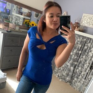 Royal Blue Front Twist Top